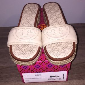 Tory Burch napa leather espadrille slides